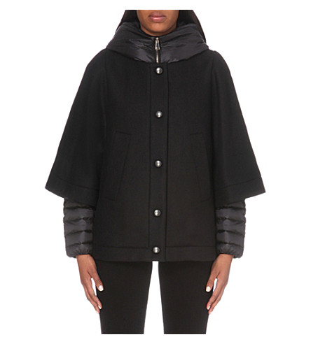 moncler black shell and wool blend jacket moncler black shell and wool blend jacket
