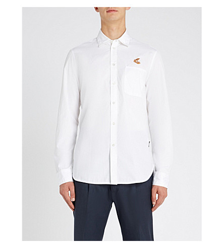 [해외] ANGLOMANIA Logo-embroidered regular-fit cotton-poplin shirt