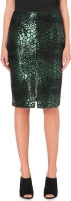 FRENCH CONNECTION Croc Flock sequinned skirt (Green