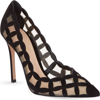 GIANVITO ROSSI Sardinia suede court shoes (Blk/beige