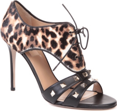 VALENTINO Rockstud calf hair and leather sandals