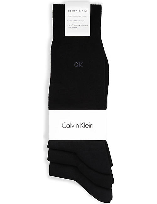 CALVIN KLEIN: Pack of three flat-knit socks