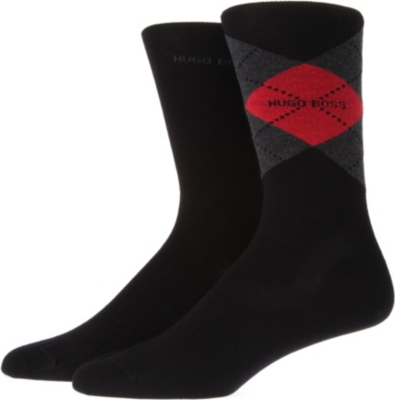HUGO BOSS Pack of two plain and argyle socks