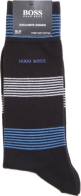 HUGO BOSS Striped combed-cotton socks