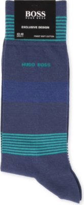 HUGO BOSS Striped combed-cotton socks