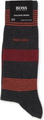 HUGO BOSS Striped combed-cotton socks