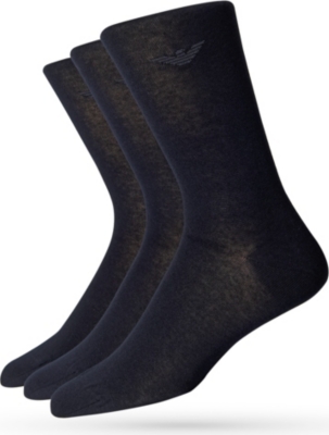 ARMANI Pack of three cotton-blend socks