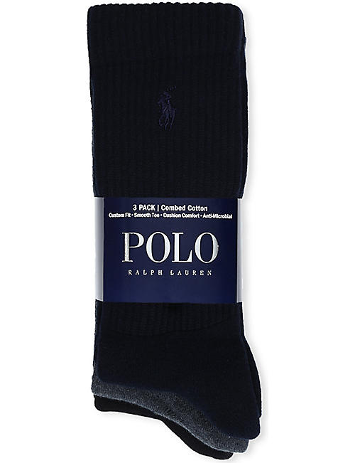 POLO RALPH LAUREN: Set of three combed cotton socks