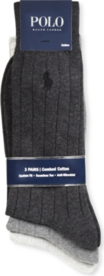 RALPH LAUREN Pack of three ribbed slacks socks
