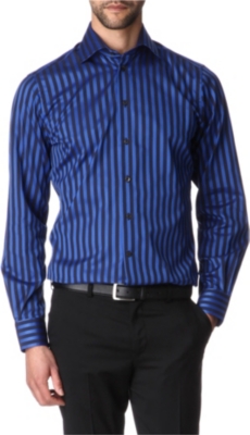 DUCHAMP Fushion stripe tailored-fit combined-cuff shirt