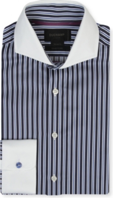 DUCHAMP Striped tailored-fit single-cuff shirt