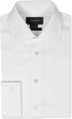 DUCHAMP Floral jacquard tailored-fit double-cuff shirt