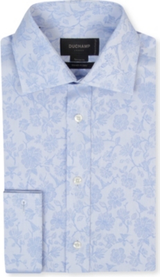 DUCHAMP Floral jacquard tailored-fit double-cuff shirt