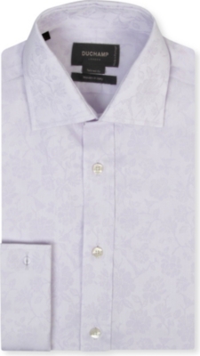 DUCHAMP Floral jacquard tailored-fit double-cuff shirt