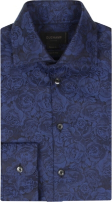 DUCHAMP Floral jacquard tailored-fit shirt