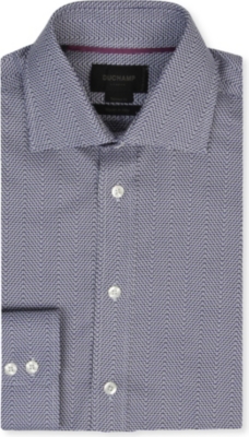 DUCHAMP Zigzag-herringbone tailored-fit single-cuff shirt