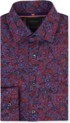DUCHAMP Paisley-printed tailored single-cuff shirt