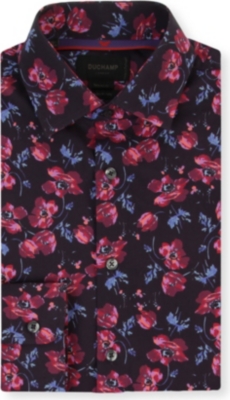 DUCHAMP Floral-jacquard tailored single-cuff shirt