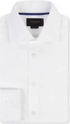 DUCHAMP Mini-herringbone tailored-fit single-cuff shirt