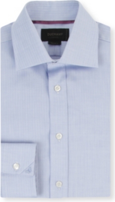 DUCHAMP Mini-herringbone tailored-fit single-cuff shirt