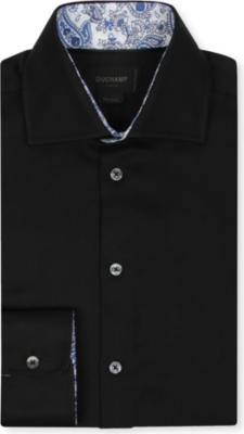 DUCHAMP Herringbone tailored-fit single-cuff shirt