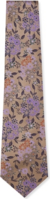DUCHAMP Fawn garden floral silk tie
