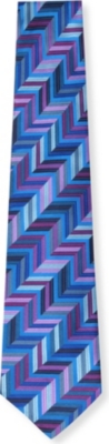 DUCHAMP Geometric herringbone stripe silk tie