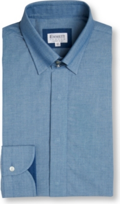 EMMETT LONDON Tab-collar denim slim fit single cuff shirt