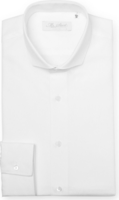 MR START Self-stripe slim fit single cuff shirt