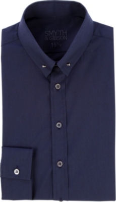 SMYTH & GIBSON Textured collar-bar shirt