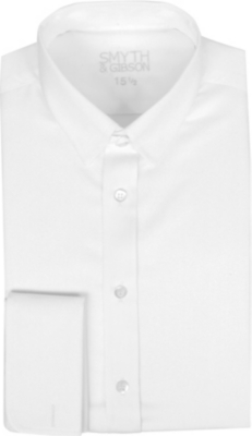 SMYTH & GIBSON Textured collar-tab double-cuff shirt