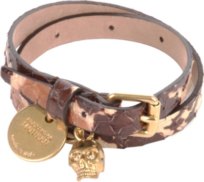 ALEXANDER MCQUEEN Snakeskin leather skull bracelet