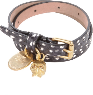 ALEXANDER MCQUEEN Double-wrap snakeskin skull bracelet