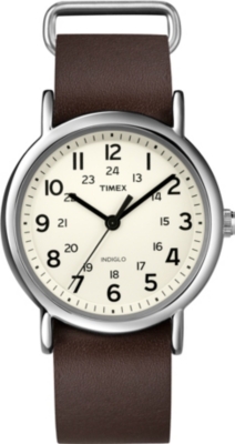 TIMEX Weekender Slip Thru leather watch