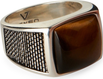 SEVEN LONDON Tigers Eye lattice ring