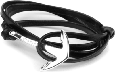 MIANSAI Leather silver-anchor bracelet