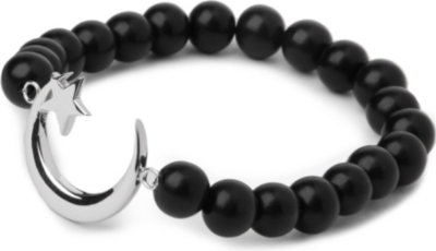 LUIS MORAIS White gold moon and star beaded bracelet