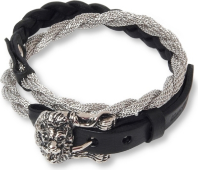MARC BERNSTEIN NEW YORK Triple wrap lion bracelet (Black/rhodium