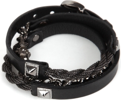 MARC BERNSTEIN NEW YORK Triple-wrap skull bracelet