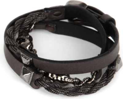 MARC BERNSTEIN NEW YORK Triple-wrap skull bracelet