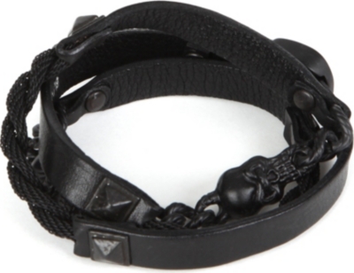 MARC BERNSTEIN NEW YORK Triple-wrap skull bracelet