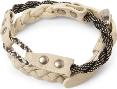 MARC BERNSTEIN NEW YORK Double wrap braided bracelet (Bone/ant silver