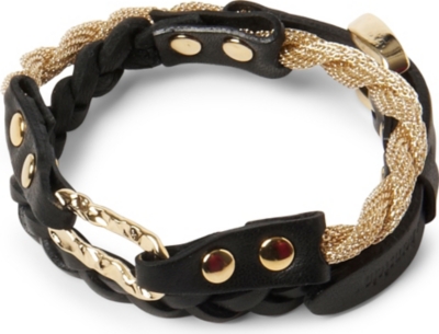 MARC BERNSTEIN NEW YORK Double wrap braided bracelet (Black/lt gold