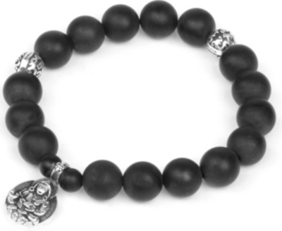 NIALAYA Buddha matt onyx and silver bracelet