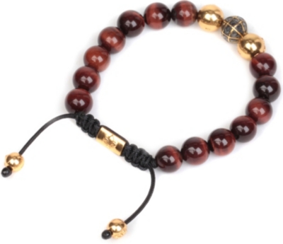 NIALAYA Diamond and Tiger Eye gold-plated bracelet