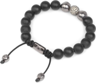 NIALAYA Onyx, silver and crystal bracelet