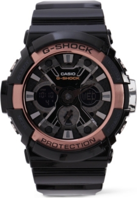 G-SHOCK GA200 black and rose gold watch