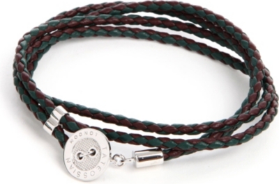 TATEOSSIAN Button-plate plaited leather bracelet