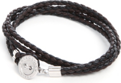 TATEOSSIAN Button-plate plaited-leather bracelet