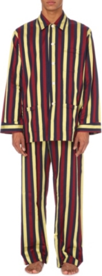 DEREK ROSE Regimental satin stripe pyjama set
